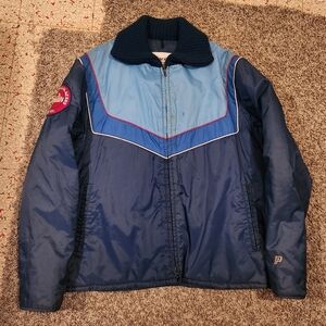 Vintage Polaris Snowmobile Jacket and Bibs Suit Red White Blue Large